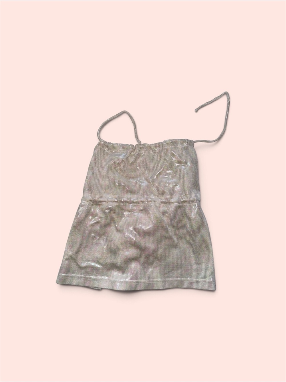 Y2K Shimmer Satin Cami Top - Cream